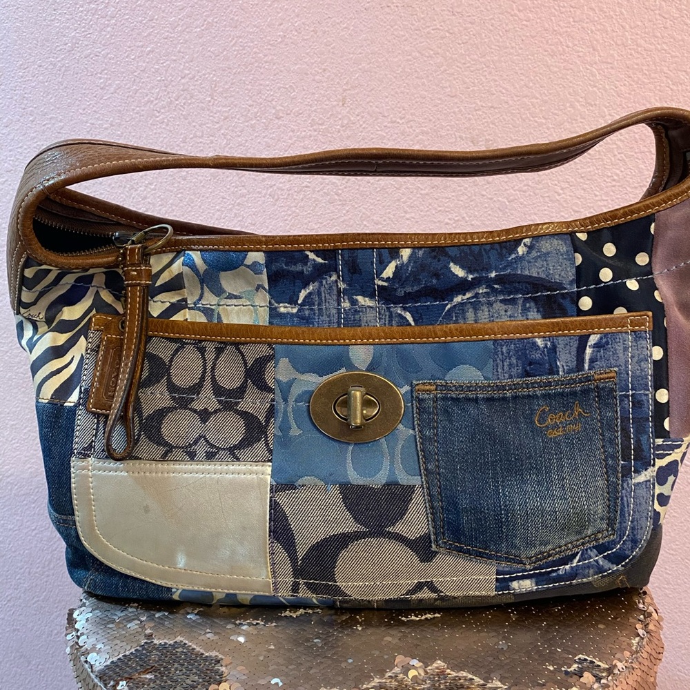 Vintage Coach denim patchwork Handbag